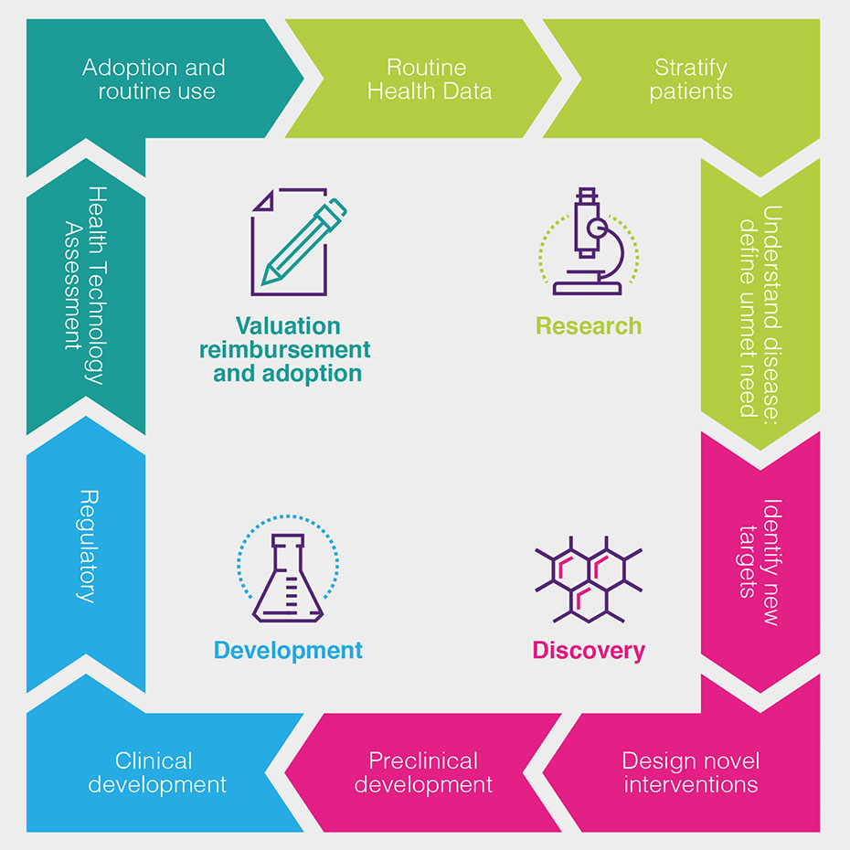 Figure 1b. The cycle of research and development of new medicines; high quality health data can support each stage